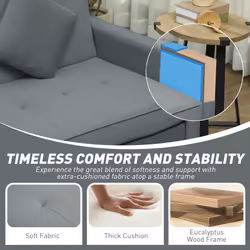 HOMCOM Reversible L-Shaped Sectional Sofa Bed with Cushions, Grey - Additional view 4