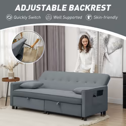 HOMCOM Reversible L-Shaped Sectional Sofa Bed with Cushions, Grey - Additional view 5
