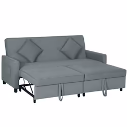 HOMCOM Reversible L-Shaped Sectional Sofa Bed with Cushions, Grey - Additional view 7