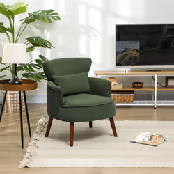 HOMCOM Armchair with Padded Seat and Backrest for Living Room, Green