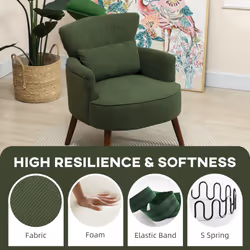 HOMCOM Armchair with Padded Seat and Backrest for Living Room, Green