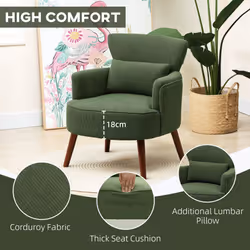HOMCOM Armchair with Padded Seat and Backrest for Living Room, Green