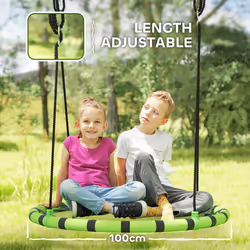 AIYAPLAY Kid Nest Swing Seat, 100cm Diameter Round Saucer Swing Set, Black