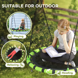 AIYAPLAY Kid Nest Swing Seat, 100cm Diameter Round Saucer Swing Set, Black - Additional view 4