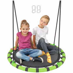 AIYAPLAY Kid Nest Swing Seat, 100cm Diameter Round Saucer Swing Set, Black - Additional view 8