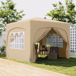 Outsunny 3 x 3(m) UPF50+ Pop Up Gazebo with Sides and Carry Bag, Sand