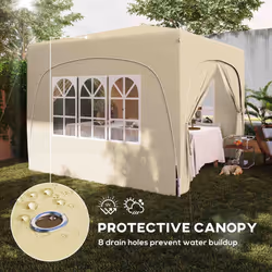 Outsunny 3 x 3(m) UPF50+ Pop Up Gazebo with Sides and Carry Bag, Sand
