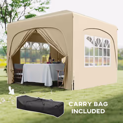 Outsunny 3 x 3(m) UPF50+ Pop Up Gazebo with Sides and Carry Bag, Sand - Additional view 4