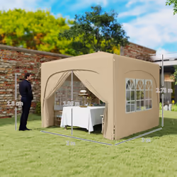 Outsunny 3 x 3(m) UPF50+ Pop Up Gazebo with Sides and Carry Bag, Sand - Additional view 7