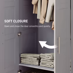 HOMCOM Wardrobe for Bedroom, Double Wardrobe with Hanging Rail, Grey