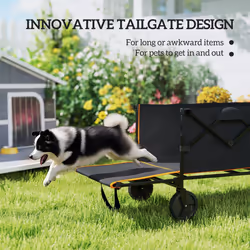 Outsunny 160L Folding Trolley Cart w/ Adjustable Handle, Black and Orange - Additional view 5