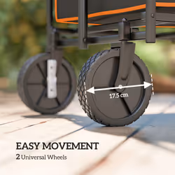 Outsunny 160L Folding Trolley Cart w/ Adjustable Handle, Black and Orange - Additional view 6