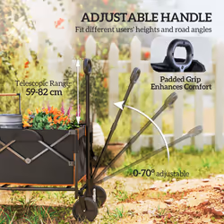 Outsunny 160L Folding Trolley Cart w/ Adjustable Handle, Black and Orange - Additional view 7
