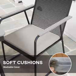 Outsunny 6 Seater Garden Dining Set with Cushions Rattan Backrest, Grey