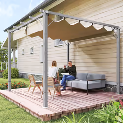 Outsunny 3 x 3(m) Aluminium Garden Pergola with Retractable Roof, Grey