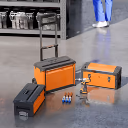 HOMCOM 3-Tier Tool Box with Wheels, Stackable Steel Toolbox - Orange - Additional view 7