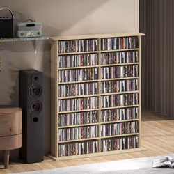 HOMCOM CD Storage Unit DVD Tower Blu-ray Storage Shelf for Office, Natural - Additional view 7