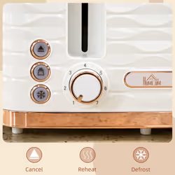 HOMCOM Toaster with 4 Slot, 7 Browning Levels, 1600W, White Ripple