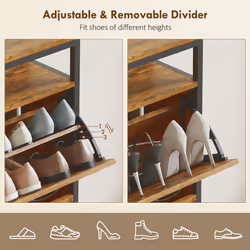 HOMCOM Shoe Cabinet with 4 Flip Drawers, Holds 12-20 Pairs - Brown - Additional view 5
