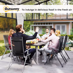 Outsunny Garden Table with Rust Resistant Metal Frame, Dark Grey