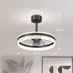 HOMCOM Ceiling Fan Light with 3 Colour, Timer, Reversible, Remote, Black