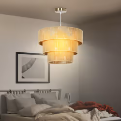 HOMCOM Boho Hemp Rope Pendant Light, Ceiling Light for Bedroom, Light Brown