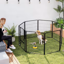 PawHut 8 Panels Heavy Duty Dog Playpen with Door Indoor Outdoor, 80cm High