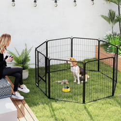 PawHut 8 Panels Heavy Duty Dog Playpen with Door Indoor Outdoor, 80cm High