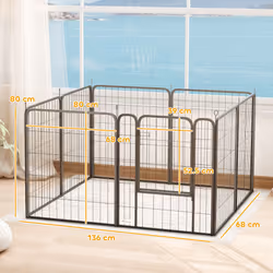 PawHut 8 Panels Heavy Duty Dog Playpen with Door Indoor Outdoor, 80cm High