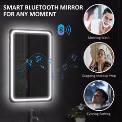 HOMCOM 500 x 700 mm Illuminated Bathroom Mirror with Bluetooth Silver
