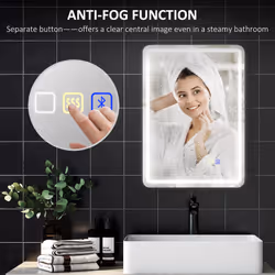 HOMCOM 500 x 700 mm Illuminated Bathroom Mirror with Bluetooth Silver - Additional view 5