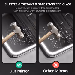 HOMCOM 500 x 700 mm Illuminated Bathroom Mirror with Bluetooth Silver - Additional view 6