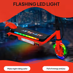 AIYAPLAY Electric Scooter, for 6-14 Years w/ Brakes, Colourful Lights, Red