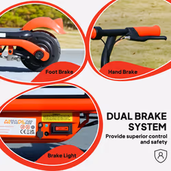 AIYAPLAY Electric Scooter, for 6-14 Years w/ Brakes, Colourful Lights, Red