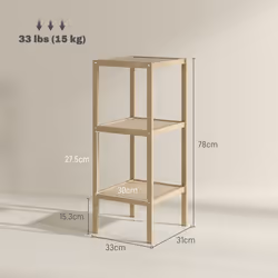 3-Tier Bathroom Storage Shelving Unit, Freestanding Bamboo Shelves, Natural