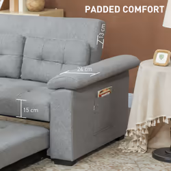 HOMCOM Click Clack Sofa Bed 2 Seater Sofa Bed for Living Room - Grey