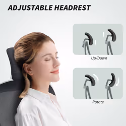 HOMCOM Ergonomic Mesh Office Chair with Headrest, Lumbar Support, Black - Additional view 4
