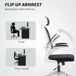 HOMCOM Ergonomic Mesh Office Chair with Headrest, Lumbar Support, Black - Additional view 5