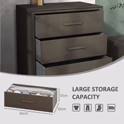 HOMCOM 4 Drawer Chest of Drawers, Fabric Dresser with Steel Frame, Brown