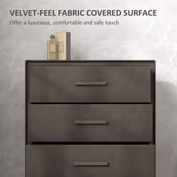 HOMCOM 4 Drawer Chest of Drawers, Fabric Dresser with Steel Frame, Brown