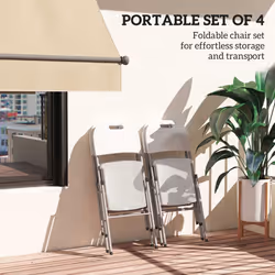 Outsunny 4PCS Folding Chair with Steel Frame, Garden Chair Set, White