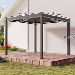 Outsunny 3 x 3(m) Electric Louvered Pergola Aluminium Pergola w/ LED Light