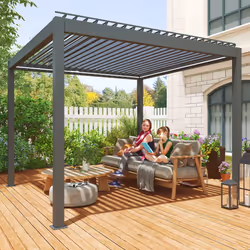Outsunny 3 x 3(m) Electric Louvered Pergola Aluminium Pergola w/ LED Light - Additional view 8