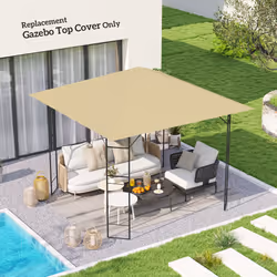 Outsunny 3 x 3(m) Gazebo Canopy Replacement Cover with Drain Holes, Beige