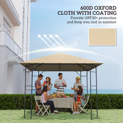Outsunny 3 x 3(m) Gazebo Canopy Replacement Cover with Drain Holes, Beige - Additional view 4