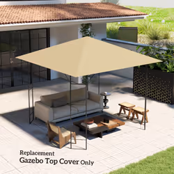 Outsunny 3 x 3(m) Gazebo Canopy Replacement Cover with Drain Holes, Beige - Additional view 5