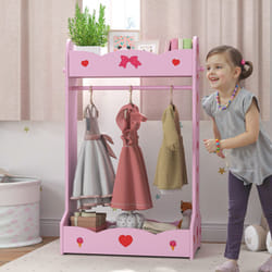 AIYAPLAY Kids Clothes Rail w/ Storage Shelves for Bedroom, Nursery, Pink