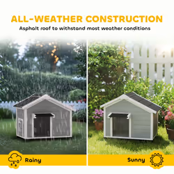 PawHut Wooden Dog house with Openable Roof, Removable Floor, Light Grey