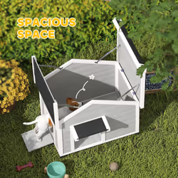 PawHut Wooden Dog house with Openable Roof, Removable Floor, Light Grey