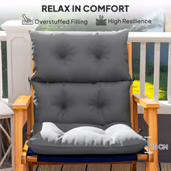 Outsunny Adirondack Chair Cushion Rocking Chair Cushion w/ Ties, Light Grey